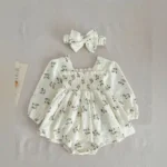 white floral baby girl dress set